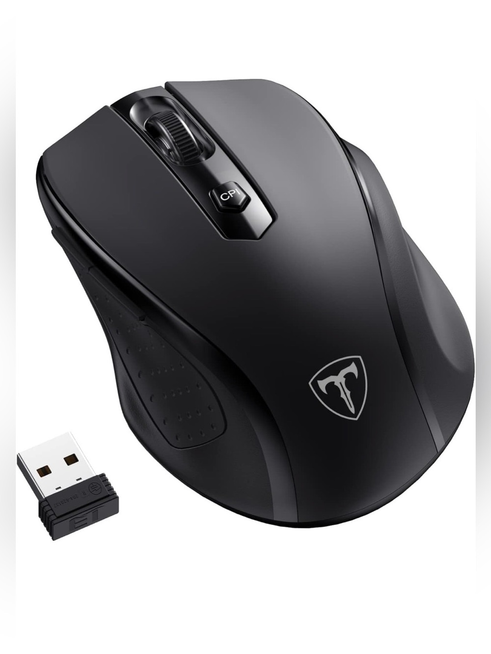 Amazon Black Wireless Ergonomic Mouse with USB Nano Receiver